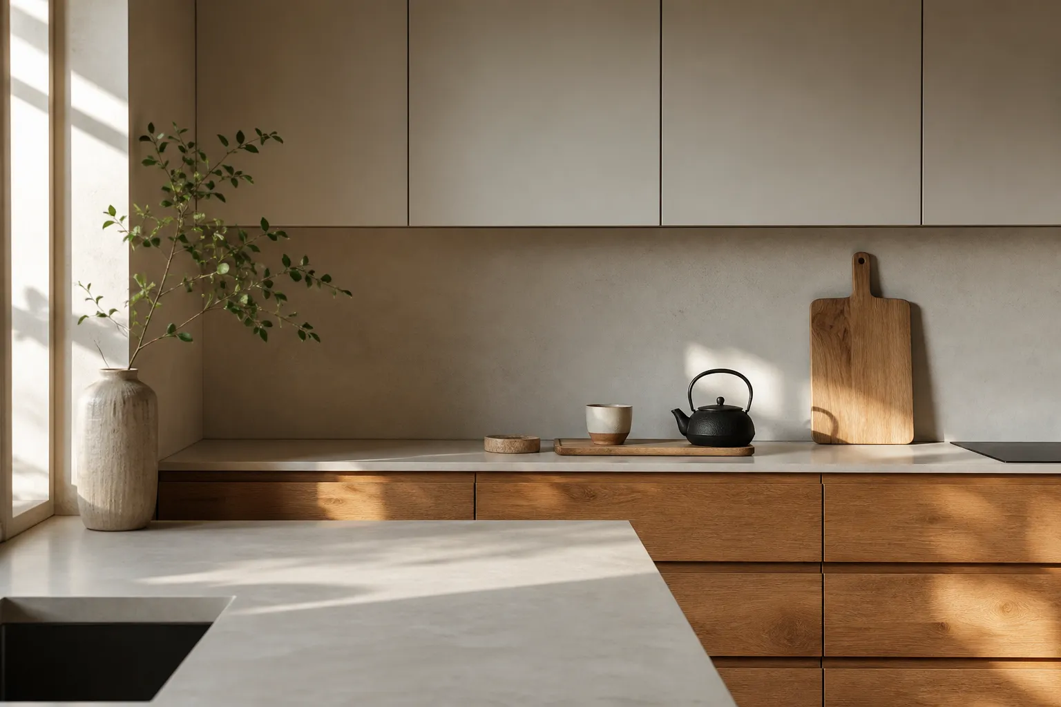 Japandi Kitchen Storage Ideas for Clear Counters and Warm Materials