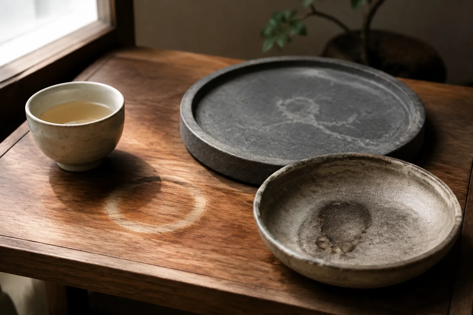How Water Marks Change the Meaning of Patina on Wood, Stone, and Ceramics